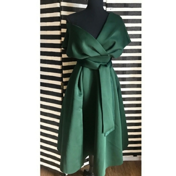 ASOS green fallen shoulder midi dress 6 cy - Picture 7 of 11